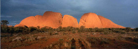 A beautiful sunset at The Olgas in the Outback in Australia