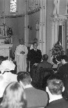 A startled bunny!  Colm waiting at the altar for his bride